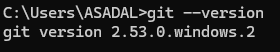 Git 설치 확인 — git --version 명령으로 Git 설치 상태를 확인합니다.
