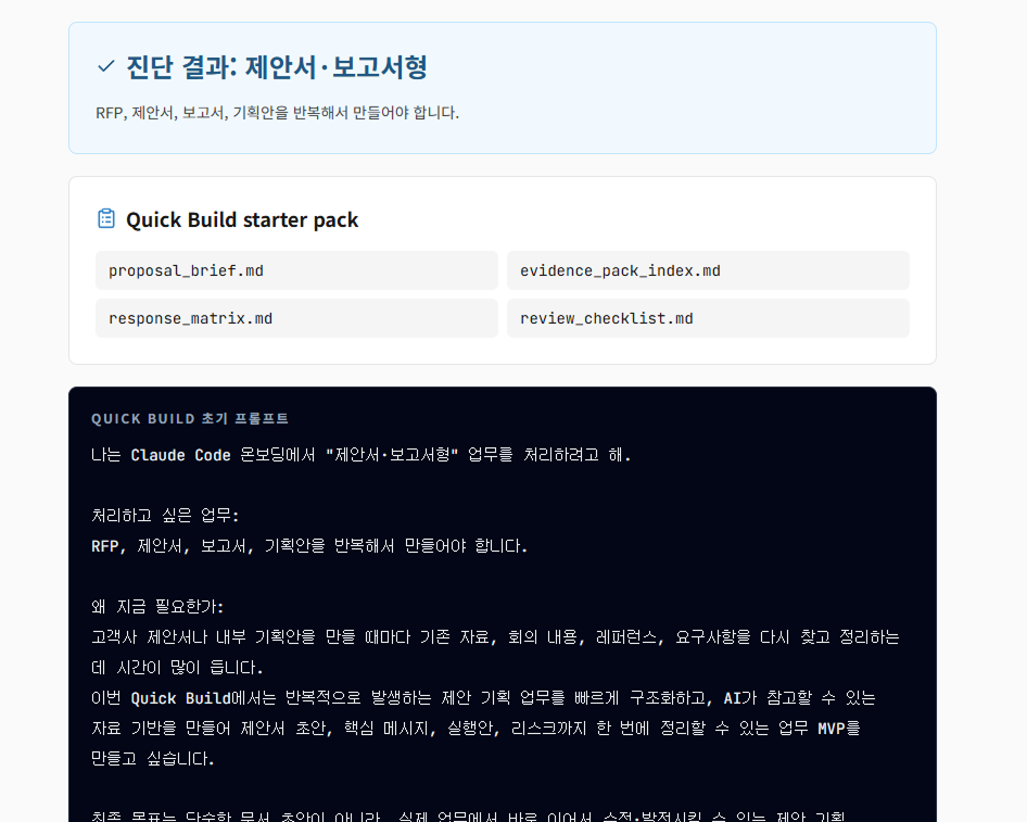 업무 진단 결과 예시 — 제안서·보고서형