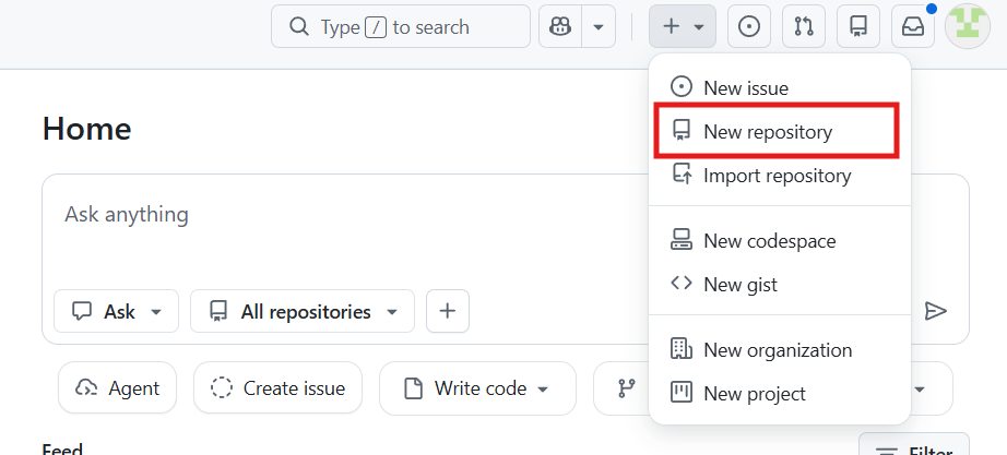 GitHub 새 저장소