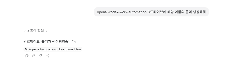Codex에서 openai-codex-work-automation 폴더 생성 완료